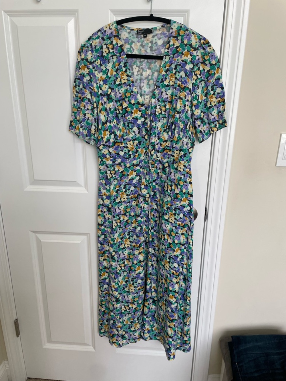 Floral V-Neck Midi Dress - Multicolor